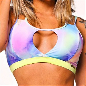 Top Florença Poliamida Premium Suplex Light Zero Transparência Estampa Algodão Doce