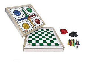 Jogo De Dama E Ludo Com Estojo Em Mdf Junges Jogo de Tabuleiro Dama e Ludo