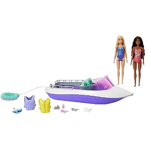 Boneca Barbie Sereia Power com Barco Mattel