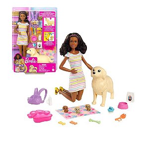 Barbie Negra Infantil Brinquedo Pets Cachorrinho Mattel