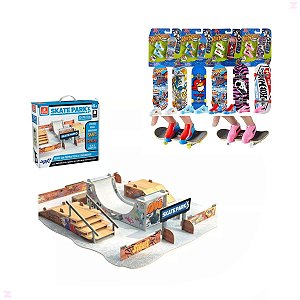 Kit Hot Wheels Pista Octopark + 3 Skates de Dedo Com 6 Tenis