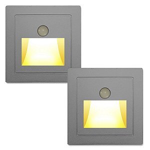 Kit 02 Luminárias Arandela de Embutir Com Sensor de Presença Corredor Escada Cozinha Banheiro Quarto Varanda Garagem LED Luxo