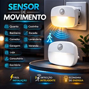 Luminária Com Sensor de Presença Movimento 3 Cores Ajustáveis Corredor Escada Quarto CH291