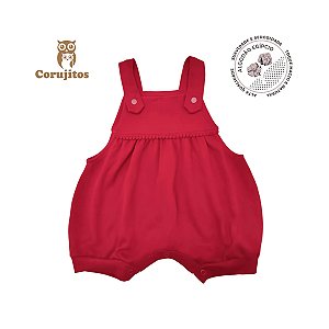 Banho De Sol Com Grelot Vermelho Tamanho RN - 100% Algodão Egípcio - Corujitos