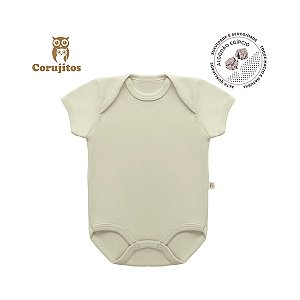 Body Manga Curta Bege Tamanho P - 100% Algodão Egípcio - Corujitos