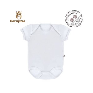 Body Manga Curta Branco Tamanho RN - 100% Algodão Egípcio - Corujitos