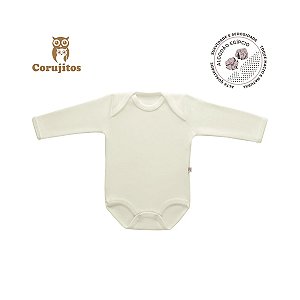 Body Manga Longa Creme Off Tamanho RN - 100% Algodão Egípcio - Corujitos