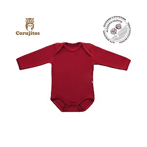 Body Manga Longa Vermelho Tamanho RN - 100% Algodão Egípcio - Corujitos