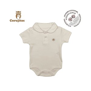 Body Social Gola Grelot e Manga Curta Creme Off Tamanho P - 100% Algodão Egípcio - Corujitos