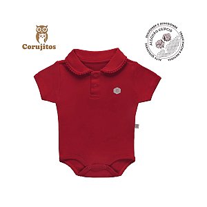 Body Social Gola Grelot e Manga Curta Vermelho Tamanho P - Corujitos