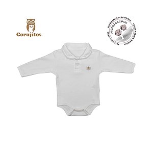Body Social Gola Grelot e Manga Longa Branco Tamanho P - 100% Algodão Egípcio - Corujitos