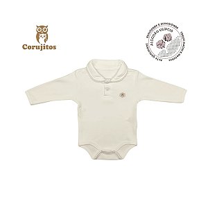 Body Social Gola Grelot Manga Longa Creme Off Tamanho Recem Nascido - Corujitos