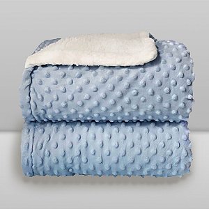 Cobertor Sherpam Dots Azul Bebê - Laço Bebê