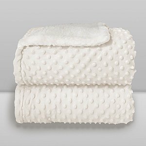 Cobertor Sherpam Dots Branco - Laço Bebê
