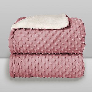 Cobertor Sherpam Dots Rosa - Laço Bebê