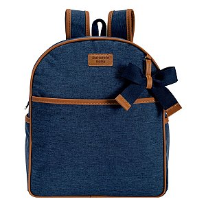 Mochila Maternidade Riviera Marinho Com Laço Decorativo - Batistela