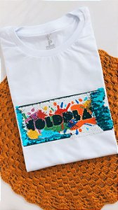 T-shirt Coldplay Splash - Paetê azul ou vermelho