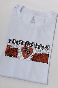 T-Shirt Foo Fighters - Palheta paetê retangular
