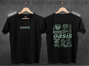 Camiseta Oasis - Musicas (Frente e costas)