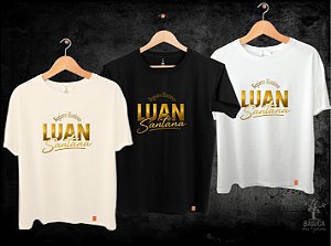 Camiseta Luan Santana - Registro Histórico dourado (Manga com ou sem paetê)