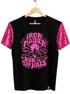 Camiseta Iron Maiden - Pink (manga com / sem paetê)