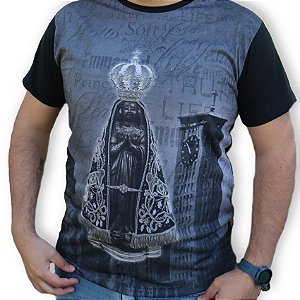 Camiseta Preta Nossa Senhora Aparecida com Basílica