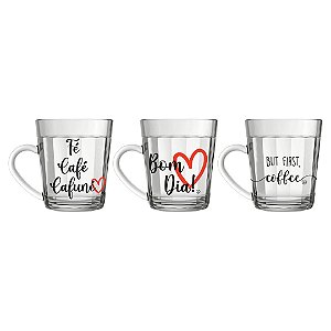 Caneca Mug Vidro Frases