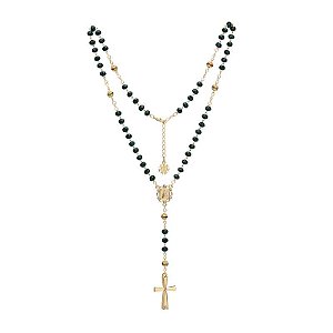 Colar Terço Verde Escuro Nossa Senhora Aparecida