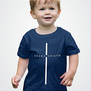 Camiseta Infantil Jesus Cristo Azul