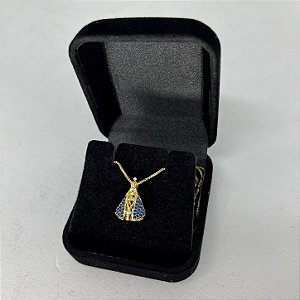 Colar Nossa Senhora Aparecida Dupla Face Cravejado