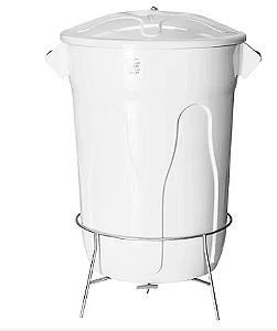 Cesto De 60 Litros C/ Pedal De Ferro - Branco (Fardo C/2 Unidades)