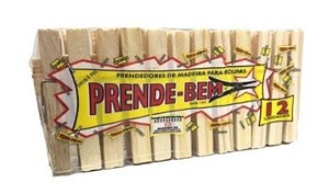 PRENDEDOR DE MADEIRA PRENDE-BEM C/12  (Fardo c/50 unidades)
