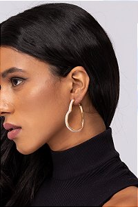 Brinco Argola Coração com Pérolas Sintéticas