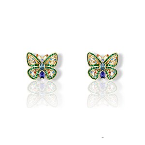 Brinco Semijoia de Borboleta Folheado a Ouro