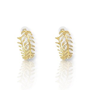 Brinco Argola de Ramo de Folha Folheado