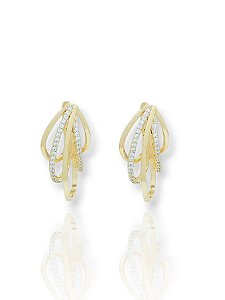 Brinco Folheado a Ouro – Design Moderno com Zircônias