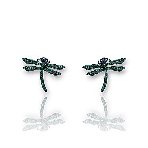 Brinco Libélula Cravejado em Zircônia Folheado a Ródio Negro