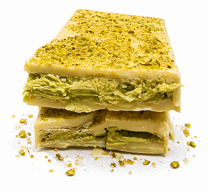 Chocolate Branco Artesanal Com Recheio Cremoso de Pistache - Barra de 150g