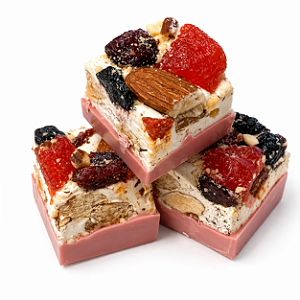 Torrone de Frutas Vermelhas Com Base de Chocolate Ruby - 100g (com 6 unidades de 25g cada)