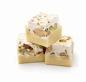 Torrone de Pistache Com Base de Chocolate Branco - 100g (com 6 unidades de 17g cada)