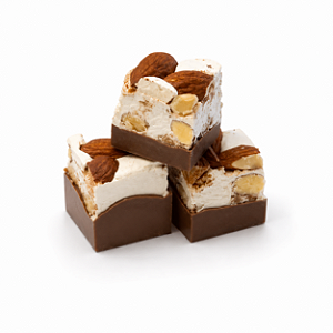 Torrone de Amêndoas Com Base de Chocolate Ao Leite - 100g (com 6 unidades de 17g cada)