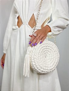 Bolsa de crochê redonda