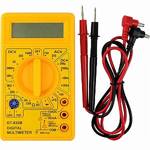 Multímetro Digital Display LCD + Bateria e Cabos - DT830B