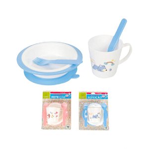 Conjunto infantil para Refeição com 4 Peças Prato, Caneca e Talheres - IAL003