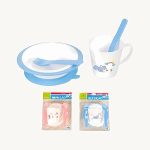 Conjunto infantil para Refeição com 4 Peças Prato, Caneca e Talheres - IAL003