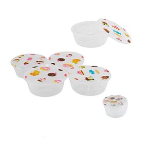 Kit 4 Peças Potes com Tampas para Mantimentos 625ml  PO-11