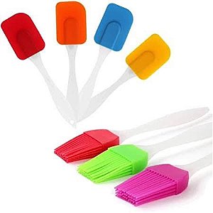 Kit 2 Peças Espátula e Pincel em Silicone Utensílios de Cozinha PD-01