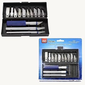 Kit Estilete de Precisão 3 Cabos 13 Lâminas - EST-13