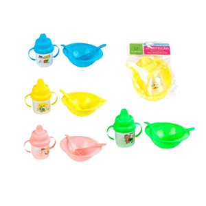 Kit Refeição Infantil 04 pçs Bowl, Talheres E Copo Com Bico - KRI-64