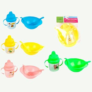 Kit Refeição Infantil 04 pçs Bowl, Talheres E Copo Com Bico - KRI-64